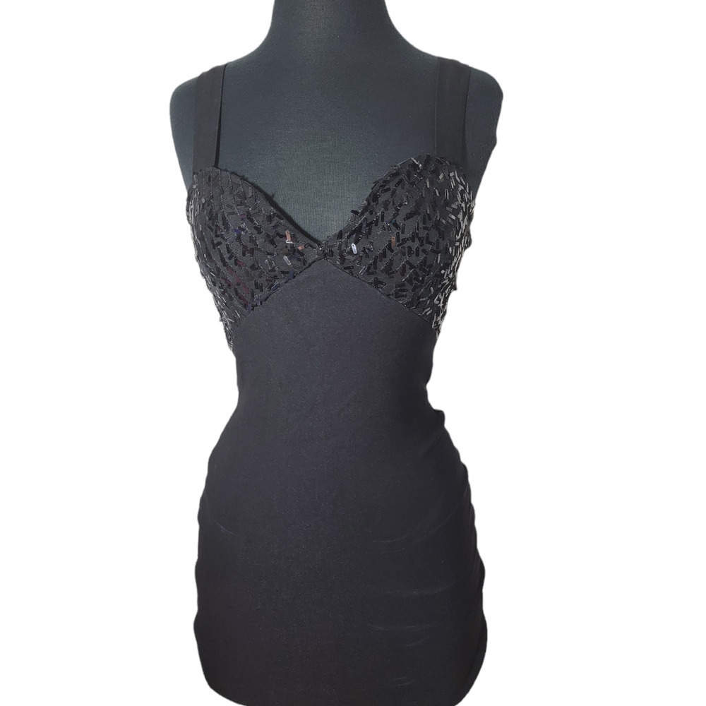 Style Boutique bodycon mini dress sequins color black sz S